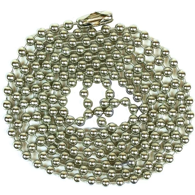 Jandorf 94991 Beaded Chain with Connector, 3 ft L, Steel, Nickel