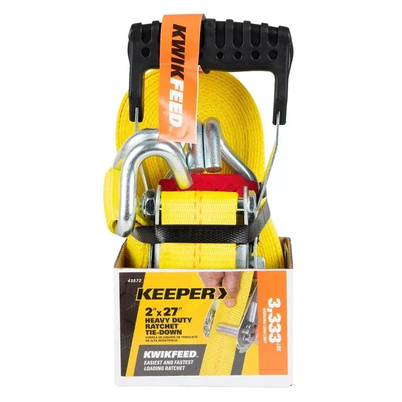 Keeper 43572 Ratchet Tie-Down, 2 in W, 27 ft L, 3333 lb Working Load