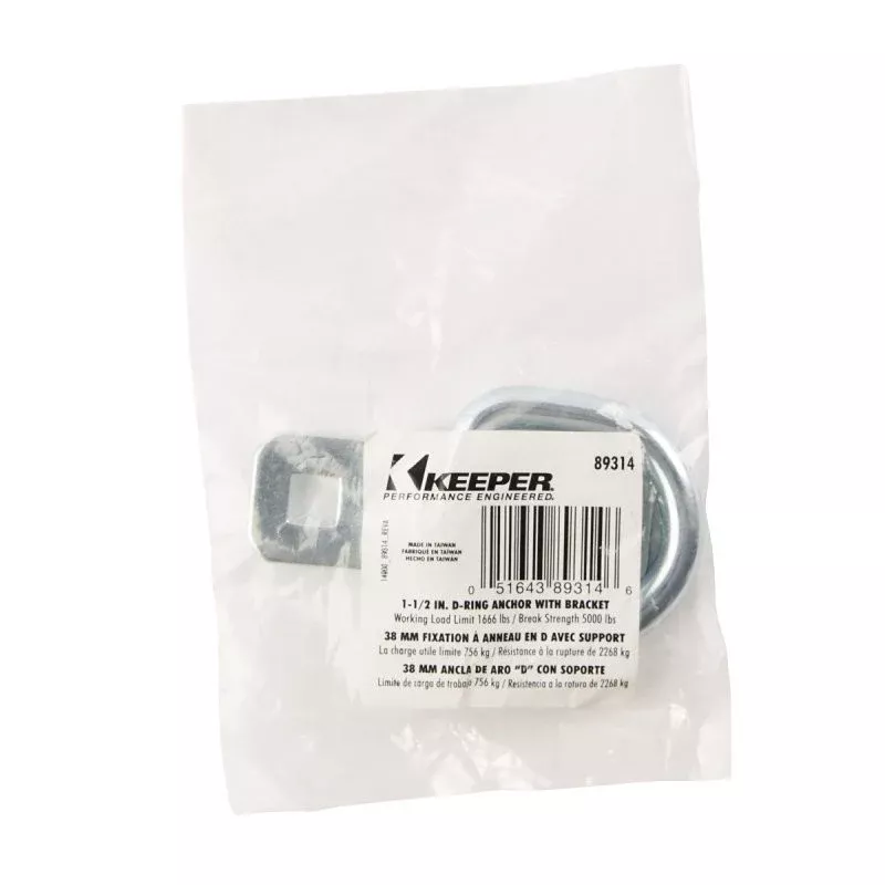 Keeper 89314-12C D-Ring with Bracket, Silver