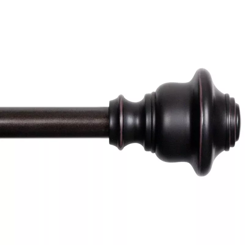 Kenney Fast Fit KN75243 Curtain Rod, 5/8 in Dia, 66 to 120 in L, Steel, Weathered Brown