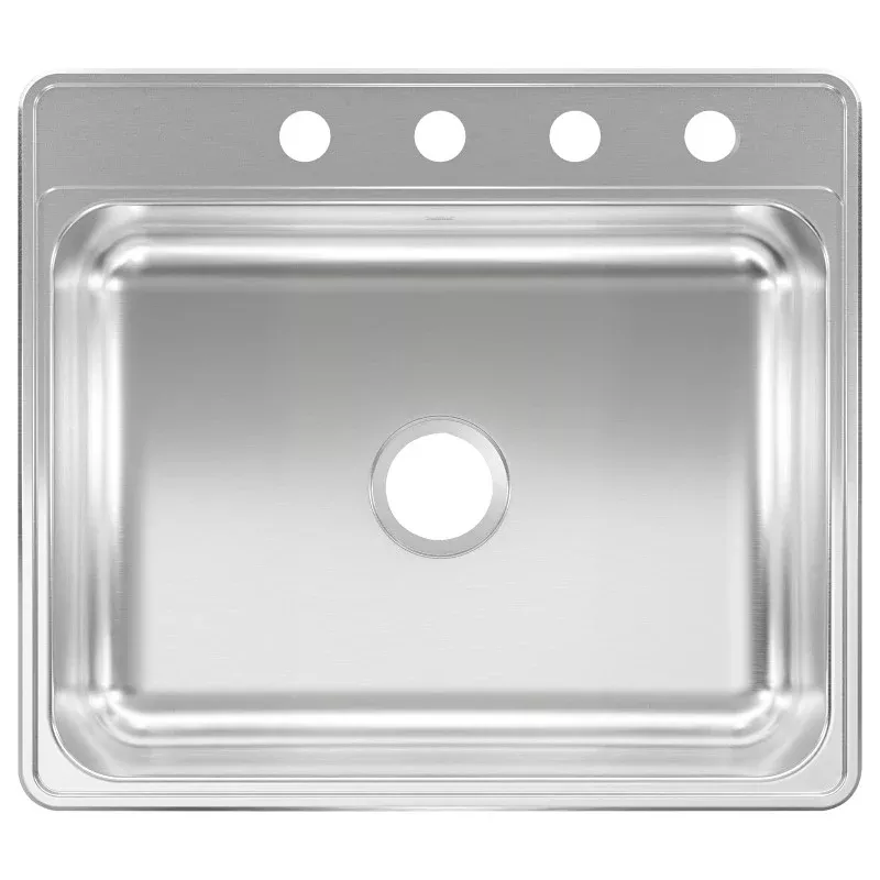 Kindred CSLA2522-6-4N Sink, 4-Faucet Hole, 25 in OAW, 22 in OAH, Stainless Steel, Drop-In, 1-Bowl