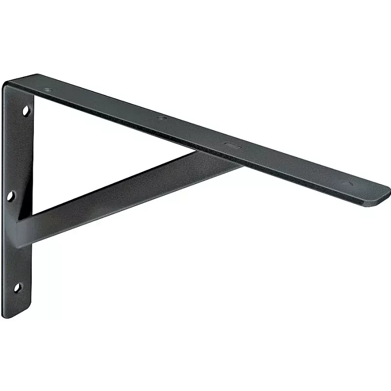 Knape & Vogt 208BLK400 Shelf L-Bracket, 16 in L, Steel, Black