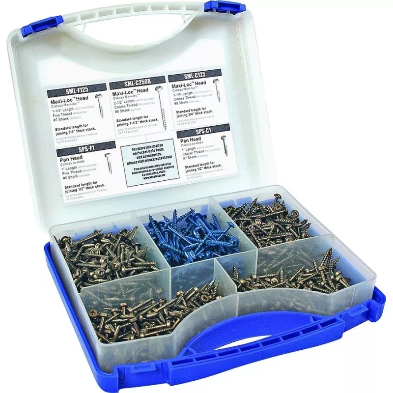 Kreg SK03 Pocket-Hole Screw Kit, Self-Tapping Point, Carbon Steel