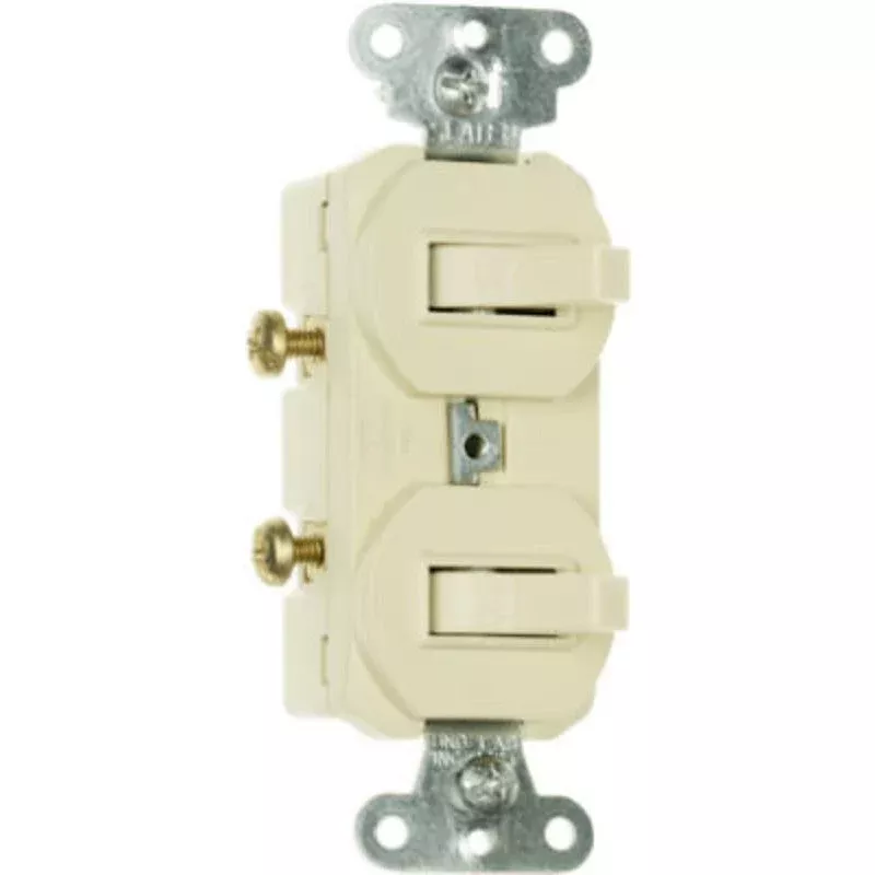 Legrand 690IGCC6 Double Combination Switch, 15 A, 120/277 VAC, Side Wire Terminal, Ivory