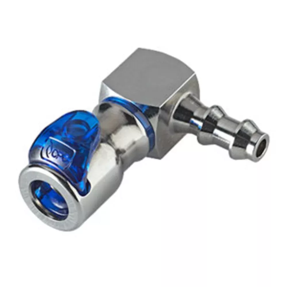 LQ2D3304LBLU Valved Elbow Locking Hose Barb Liquid Cooling Coupling Body 1/4"