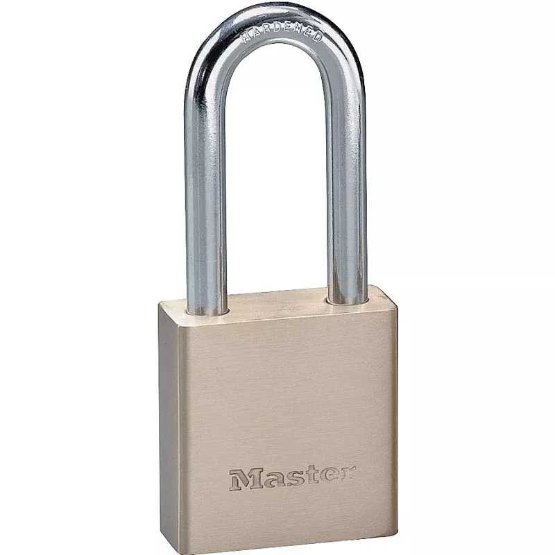 Master Lock 576DLHPF Padlock, Keyed Different Key, 5/16 in Dia Shackle, Steel Shackle, Brass Body, 1-3/4 in W Body