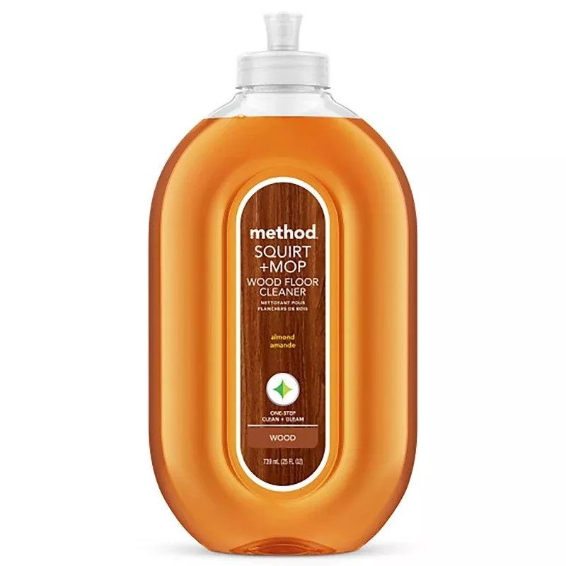 method Squirt + Mop 562 Wood Floor Cleaner, 25 oz Bottle, Liquid, Almond, Amber
