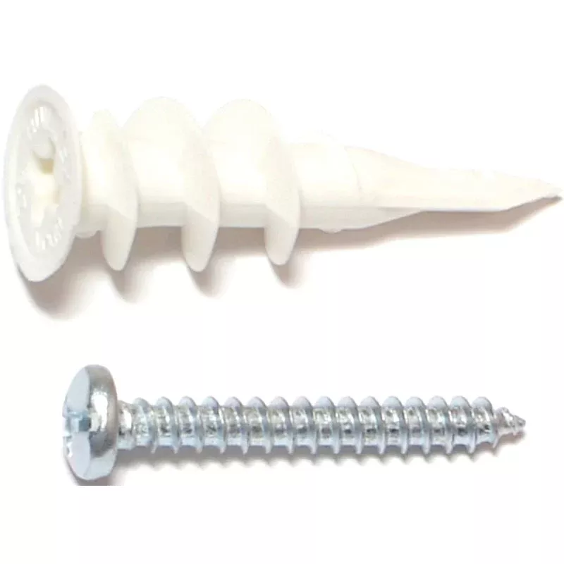 Midwest Fastener 10421 Wall Anchor with Screw, #8 Thread, 1-1/4 in L, Plastic