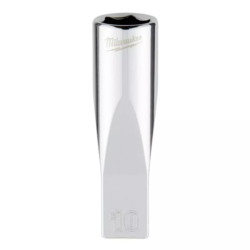 Milwaukee 45-34-9048 Socket, 10 mm Socket, Deep Socket, 2.559 in OAL, 1/4 in Drive, 6-Point, Chrome Vanadium Steel