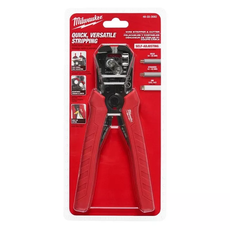 Milwaukee 48-22-3082 Wire Stripper and Cutter, 10 to 20 AWG Solid, 12 to 22 AWG Stranded Stripping, 3.83 in OAL