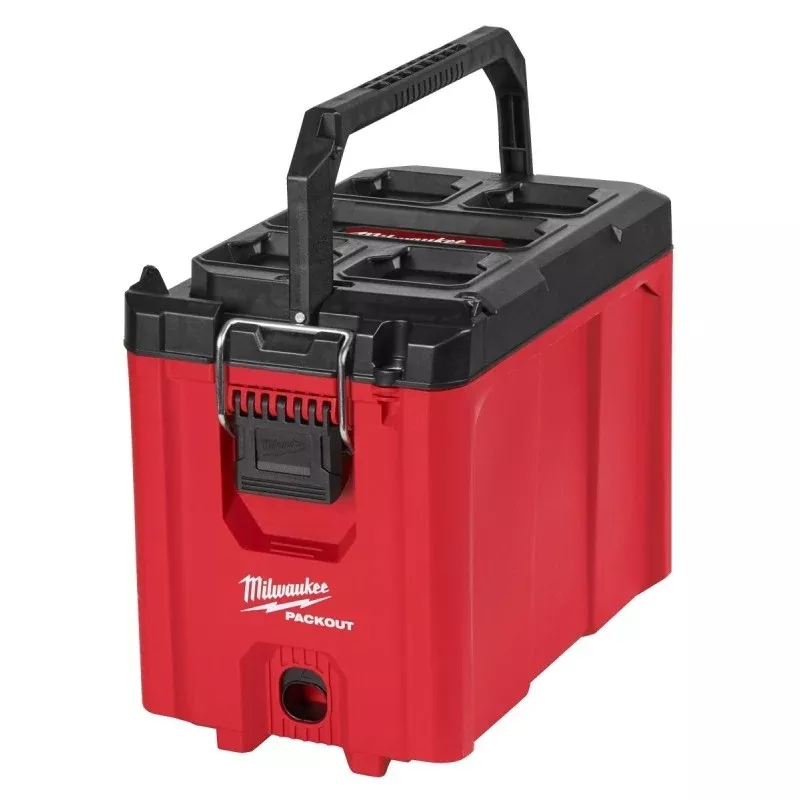 Milwaukee PACKOUT 48-22-8422 Compact Tool Box, 75 lb, Polypropylene, Red, 16.2 in L x 10 in W x 13 in H Outside