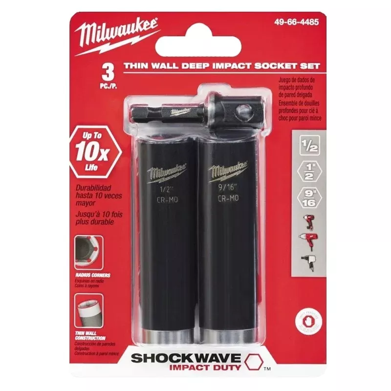 Milwaukee SHOCKWAVE Impact Duty Series 49-66-4485 Deep Well Socket Set, Steel, Black