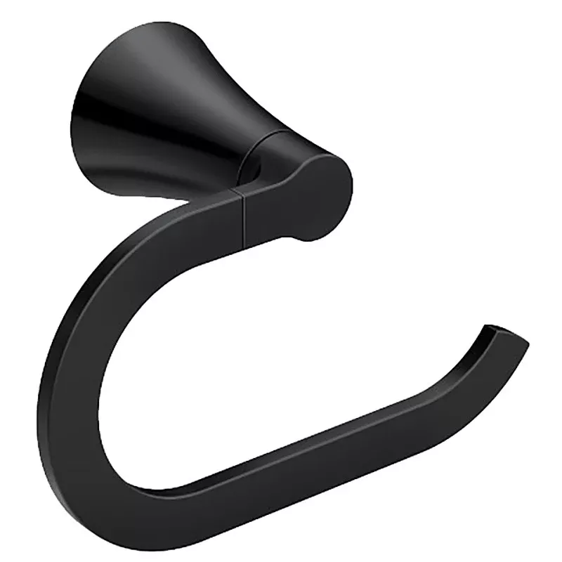 Moen Mikah Series Y0786BL Towel Ring, Zinc, Matte Black, Wall Mounting