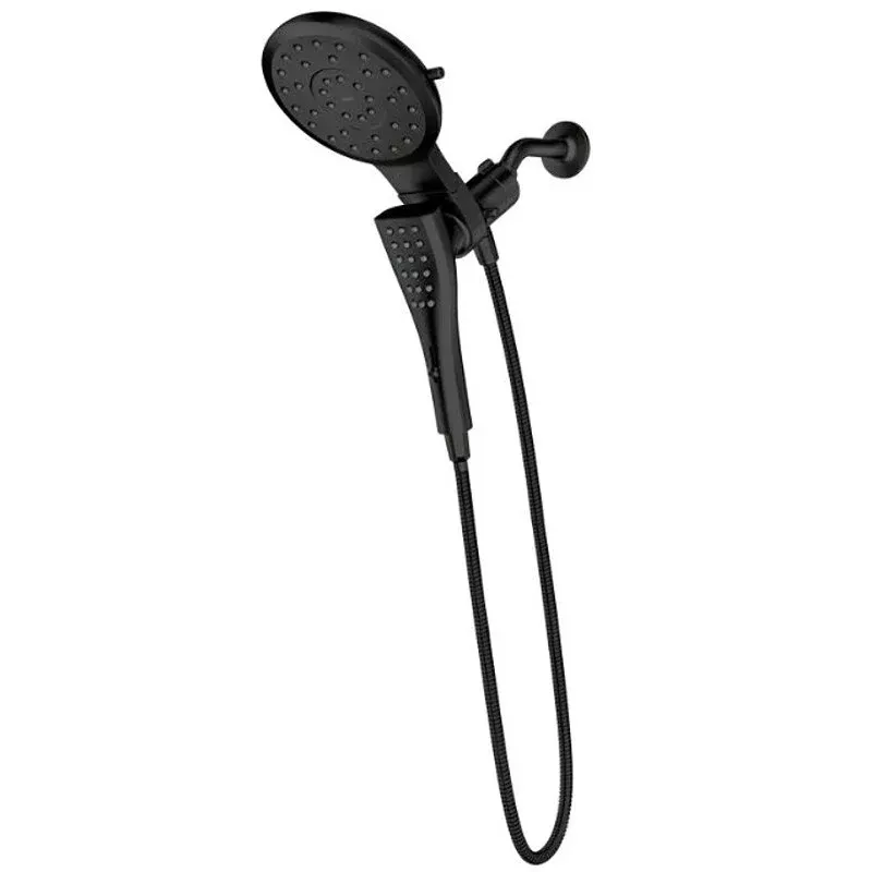 Moen Verso Series 220C2EPBL Combination Shower, Round, 1/2 in Connection, IPS, 1.75 gpm, 8-Spray Function, Matte Black