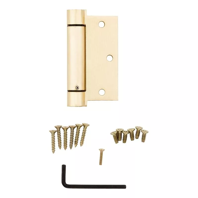 National Hardware N184-556 Spring Hinge, 3-1/2 in H Frame Leaf, Steel, Brass, Removable Pin, Wall Mounting, 30 lb