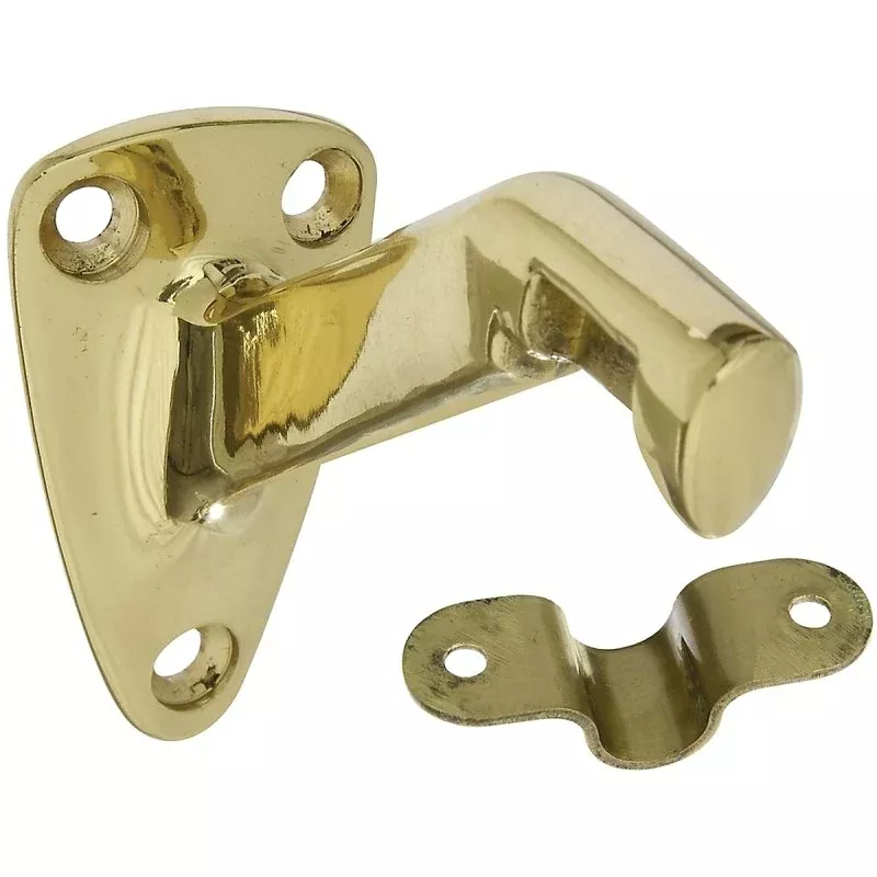 National Hardware N216-168 Handrail Bracket with Strap, 250 lb, Brass, Solid Brass