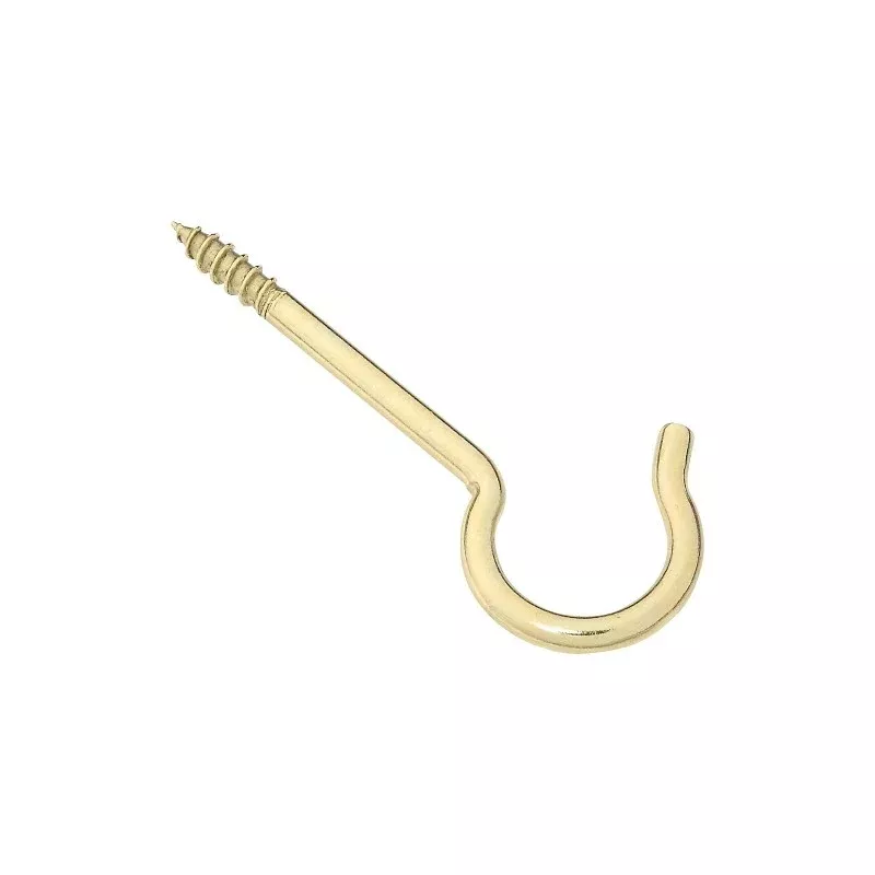 National Hardware V2041 N192-278 Ceiling Hook, 25 lb Working Load, #6, Brass