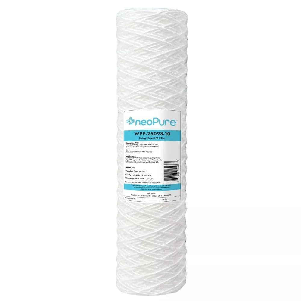 Neo-Pure WPP-25098-10 10" Surfactant FreeString Wound Filter 10 Micron