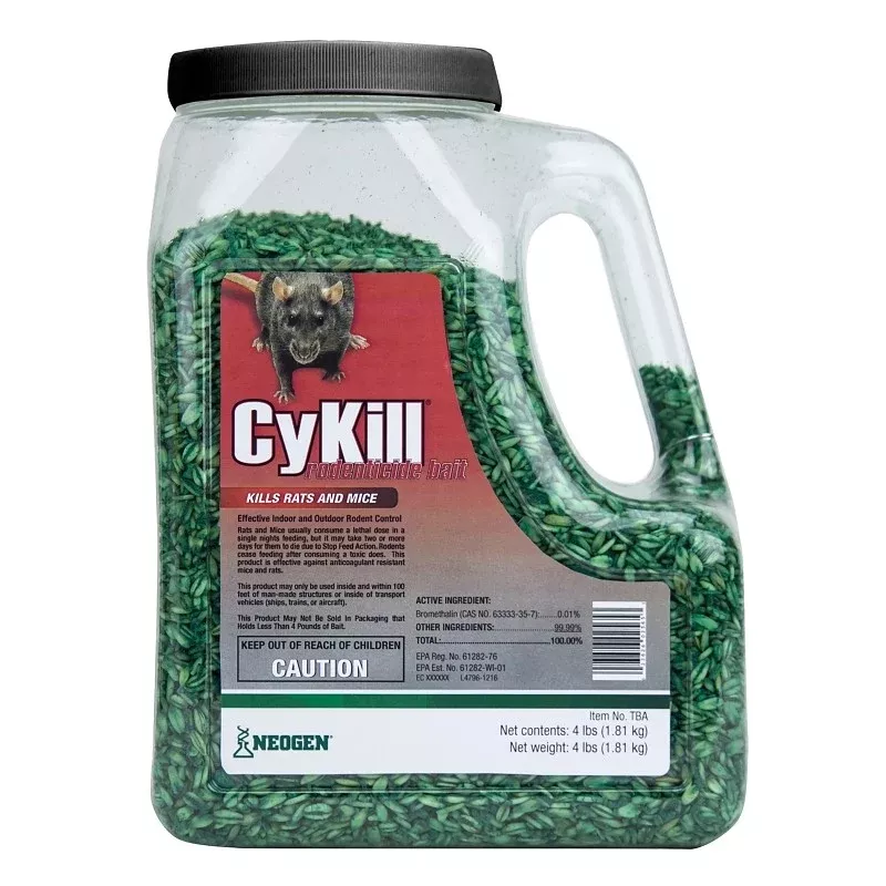 Neogen 112840 Rodenticide Bait, Granular, 4 lb, Jug