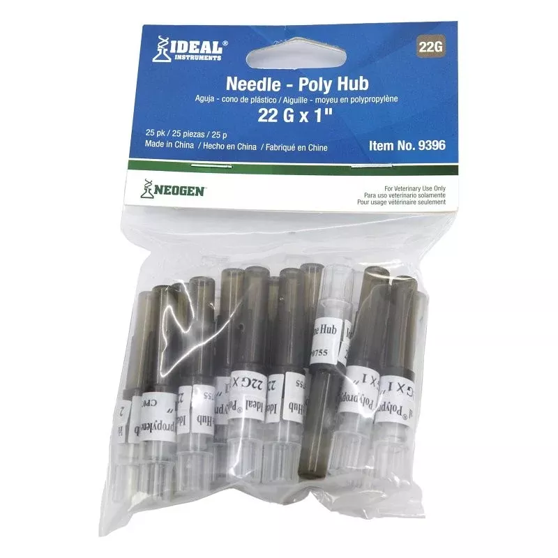 Neogen 9396 Hub Needle, 22 ga, 1 in L