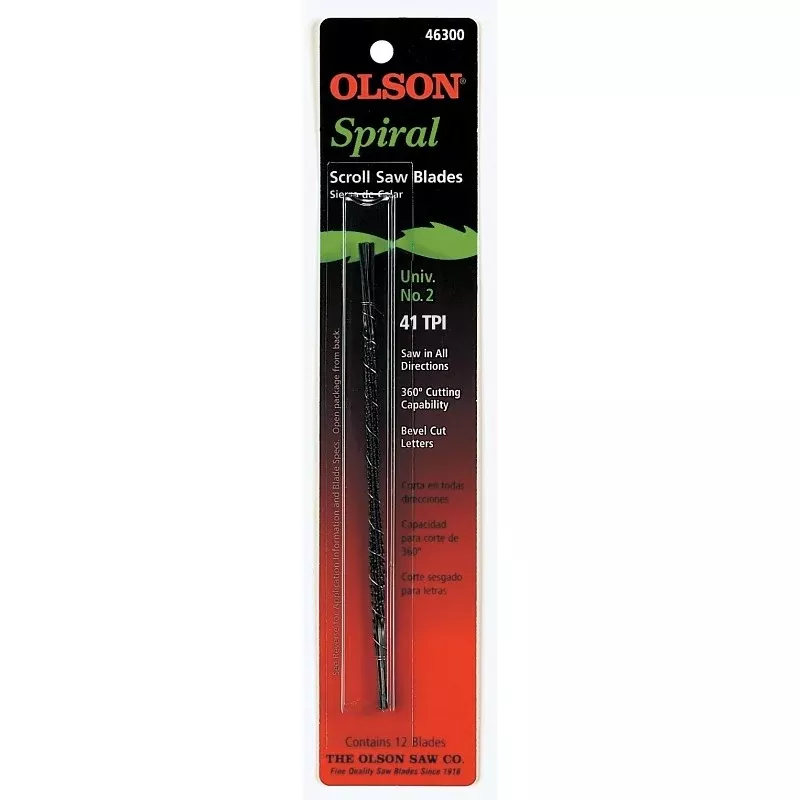 Olson SP46300 Scroll Saw Blade, Spiral Teeth, 41 TPI, 5 in L