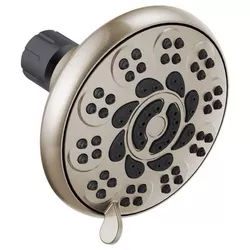Peerless 76610SN Showerhead, 1.5 gpm, 1/2 in Connection, IPS, 6-Spray Function, ABS, Brushed Nickel, 4 in Dia