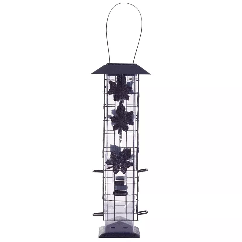 Perky-Pet 336 Wild Bird Feeder, 18-1/4 in H, Rustic Leaf, 2 lb, Metal, Hammered Bronze, Hanging Mounting
