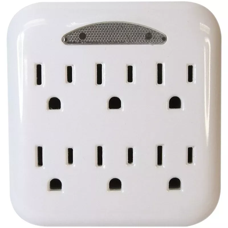 PowerZone OR801105 Outlet Tap, 125 V, 6-Outlet, White