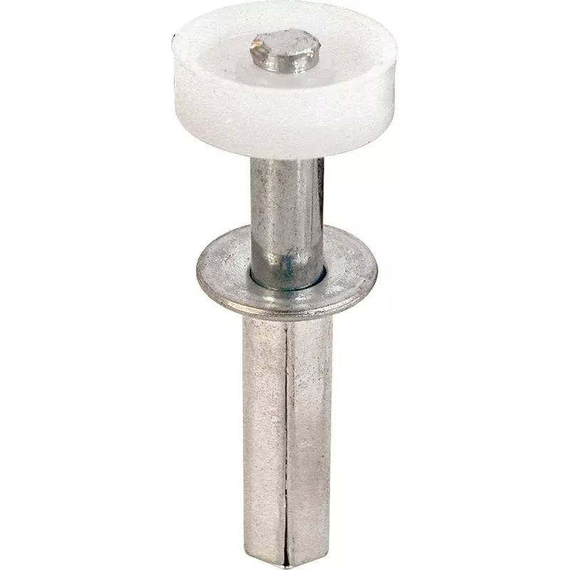 Prime-Line N 6544 Door Roller, 7/8 in Dia Roller, 1/4 in W Roller, Nylon/Steel, Silver, 1-Roller, 50 lb, Top Mounting