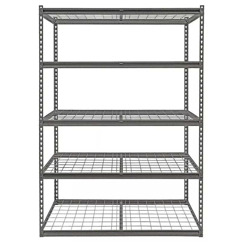 ProSource 310-ORG2505M Boltless Shelving Unit with Wire Decking, 5000 lb, 5-Shelf, 48 in OAW, 24 in OAD, 72 in OAH