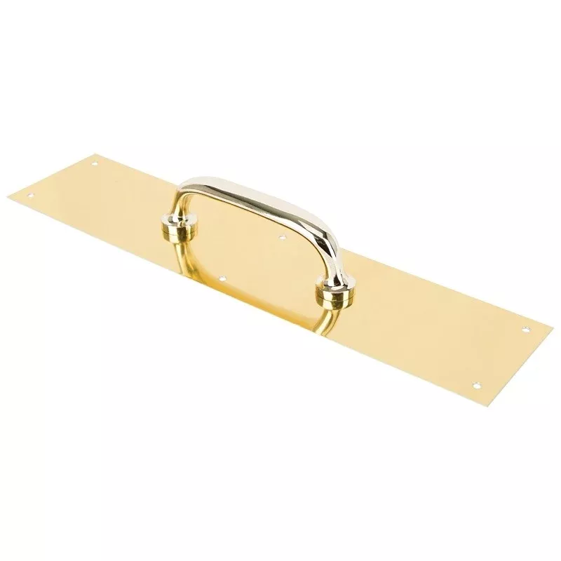 ProSource 32239BBB-PS Door Pull Plate, 3-1/2 in W, 15 in D, 1-5/8 in H, Aluminum, Brass