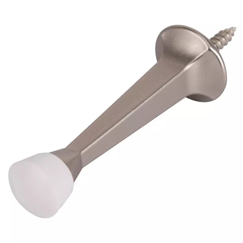ProSource CL-208C-SN-PS Heavy-Duty Rigid Door Stop, 1 in Dia Base, 3 in Projection, Die-Cast Zinc & Plastic