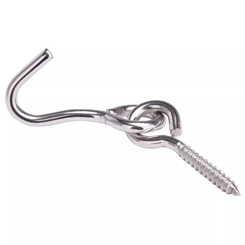 ProSource LR-404S-PS Hammock Hook, 1-1/4 in Opening, Stainless Steel, Silver, Stainless Steel