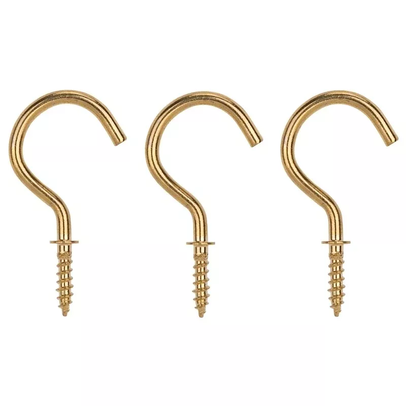 ProSource PH-122315-PS Cup Hook, 5/32 in Thread, 46 mm L, Brass, Brass Plated