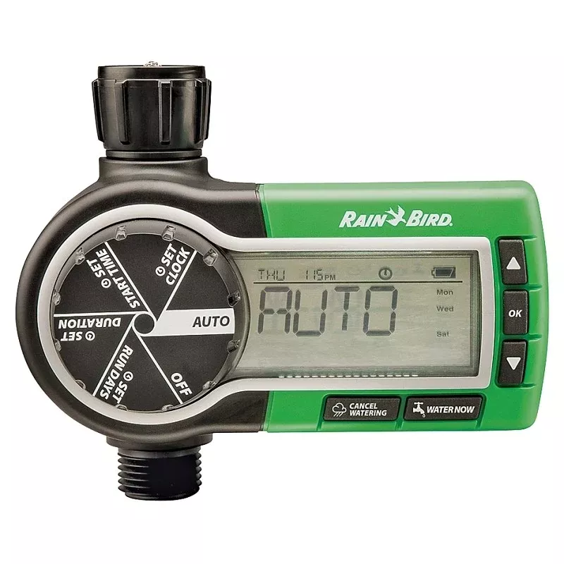 Rain Bird 1ZEHTMR Garden Hose Watering Timer, 3 V, 1 -Zone, 1 -Program, 6 hr Cycle, LCD Display, Wall Mounting