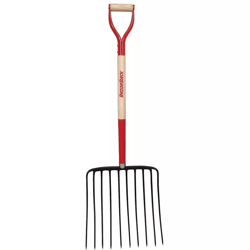 Razor-Back 76125 Ensilage Fork, Oval Tine, Steel Tine, Hardwood Handle, D-Shaped Handle, 30 in L Handle