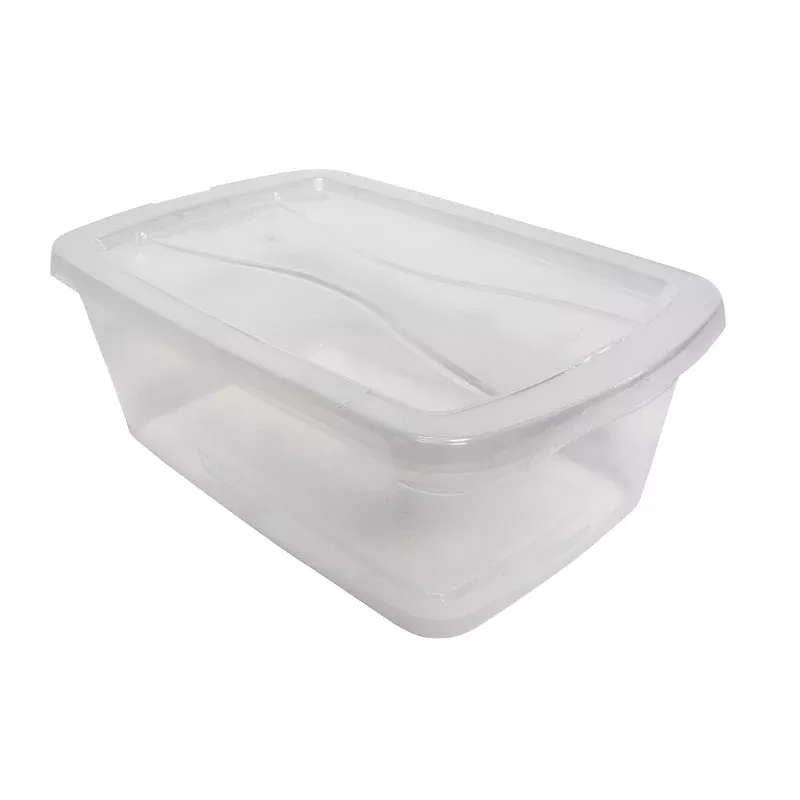 Rubbermaid RMCC060005 Stackable Storage Tote, Plastic, Clear, 13-3/8 in L, 8-3/8 in W, 4-3/4 in H