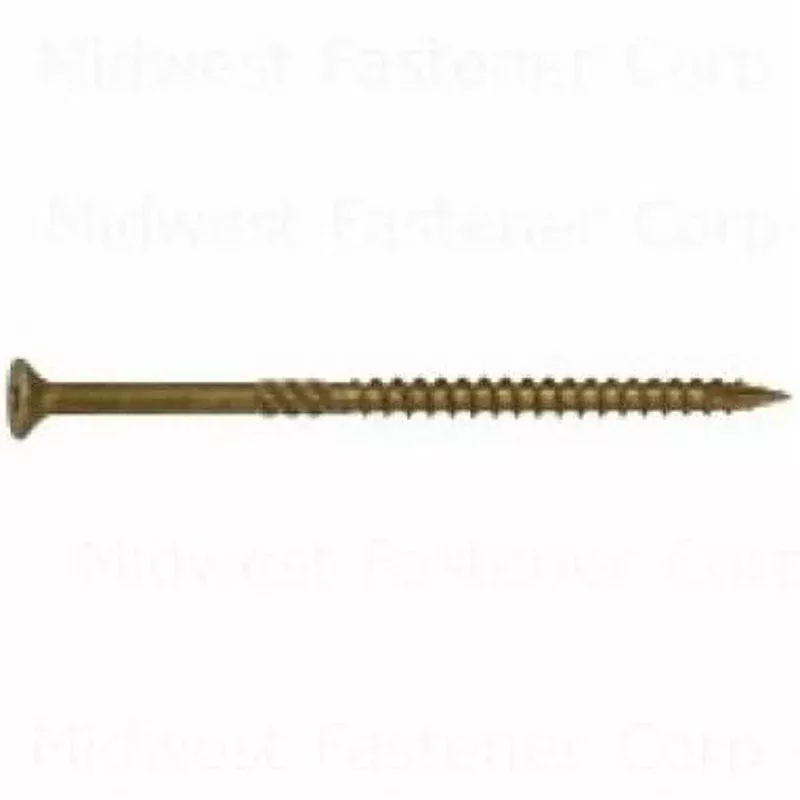 SaberDrive 50757 Deck Screw, #10 Thread, 4 in L, Serrated Thread, Bugle Head, Star Drive, Type 17 Point, Tan, Steel