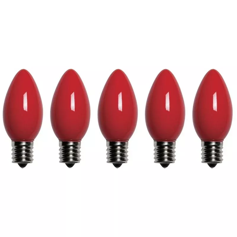 Santas Forest 25982 LED Filament Retro Replacement Bulb, Opaque, C9, Red