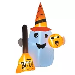 Santas Forest 94004 Inflatable Ghost Decor, 4.7 ft H, Polyester, White, Internal Light, Indoor, Outdoor