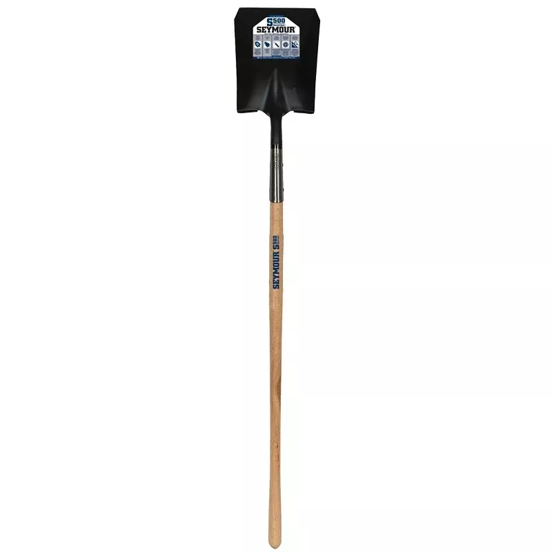 Seymour 49332 Shovel, Open Back, Square Point, 59 in OAL, 9-1/2 in W Blade, 14 ga, Steel Blade, American Ashwood Handle