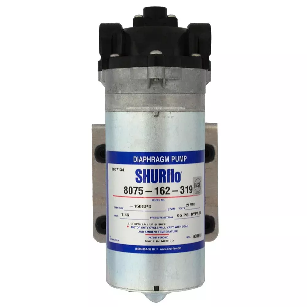 SHURflo 8075-162-319 Silver Series RO Booster Pump 150 GPD 90 PSI 24V
