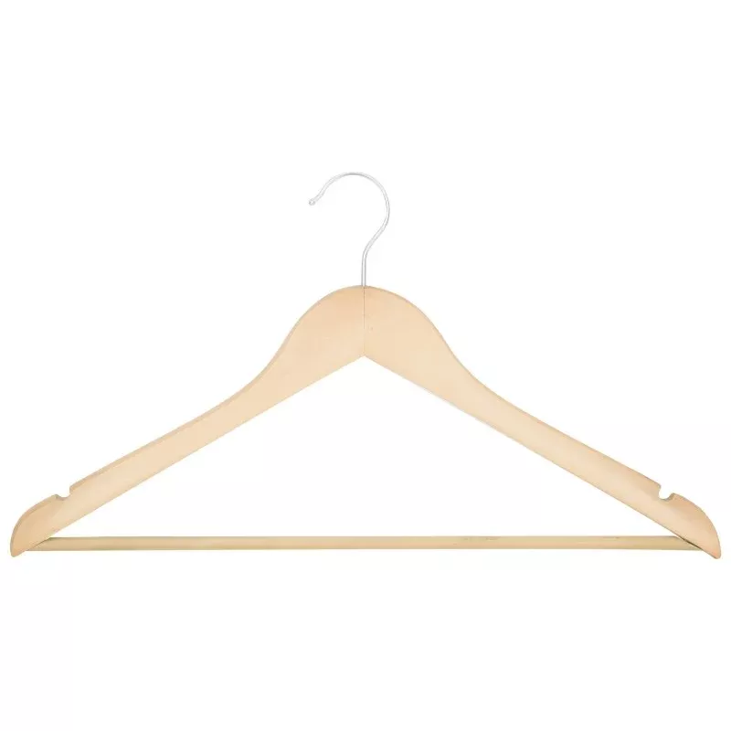 Simple Spaces HEA00040G-N Cloth Hanger Set, 6.6 lb Capacity, Steel/Wood, Natural