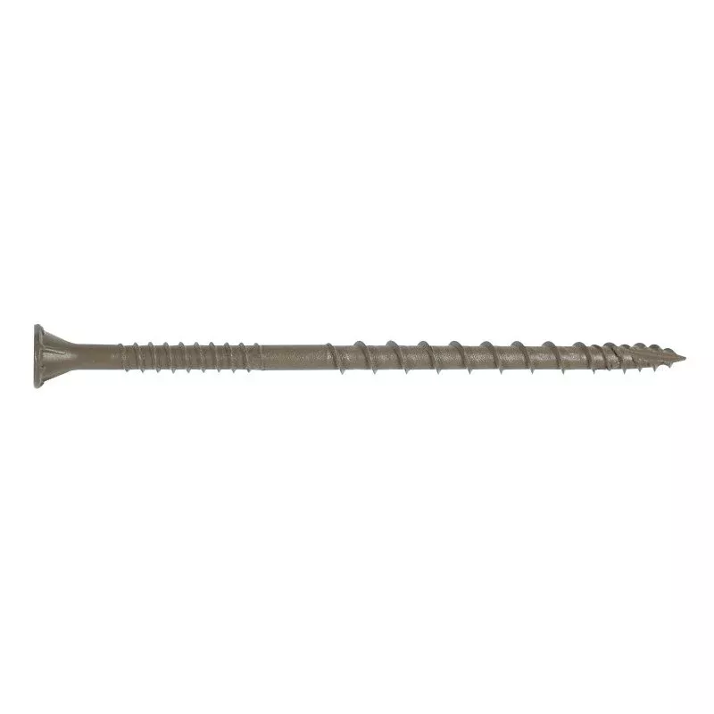 Simpson Strong-Tie Deck-Drive DSV DSVT3S Screw, #10 Thread, 3 in L, Ribbed Flat Head, T25 Drive, Steel