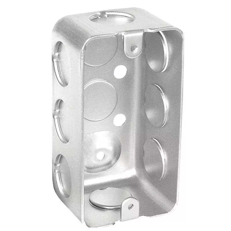 Southwire G19281-AB58-UPC Deep-Drawn Handy Bracketed Box, 1-Gang, 8-Knockout, 1/2 in Knockout, Steel, Silver