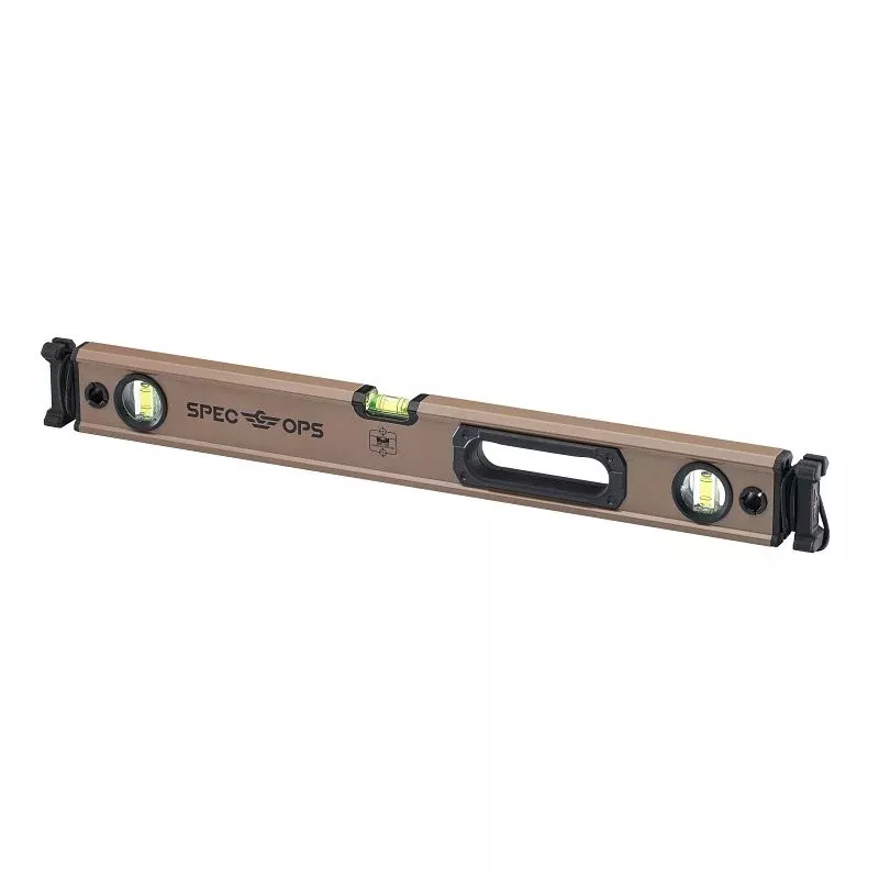 Spec Ops SPEC-LEVEL24 Box Beam Level, 24 in L, 3-Vial, Aluminum, Black/Flat Dark Earth
