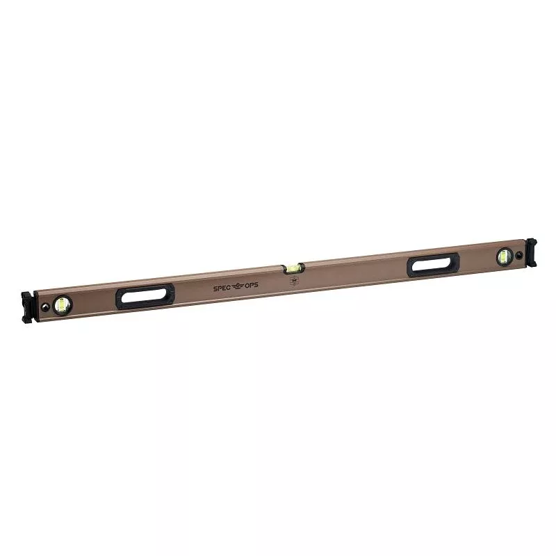 Spec Ops SPEC-LEVEL48 Box Beam Level with Bungee, 48 in L, 3-Vial, Aluminum, Black/Flat Dark Earth