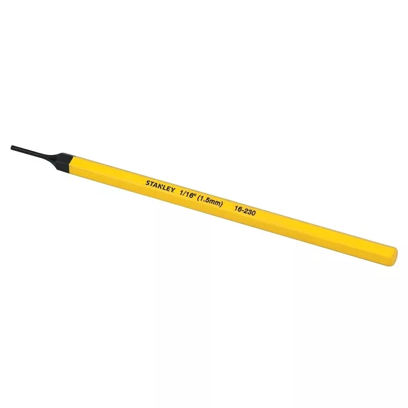 STANLEY 16-230 Pin Punch, 1/16 in Tip, 6 in L, 1/4 in Dia Shank, Hex Shank, Chrome Vanadium Steel