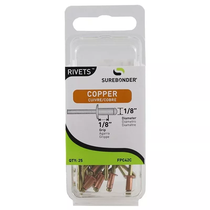Surebonder FPC42C Rivet, Short, 1/8 in L, Aluminum/Copper