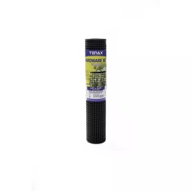 Tenax 711391 Hardware Net, 15 ft L, Quadrangular Mesh, 1/2 x 1/2 in Mesh, Polyethylene, Black